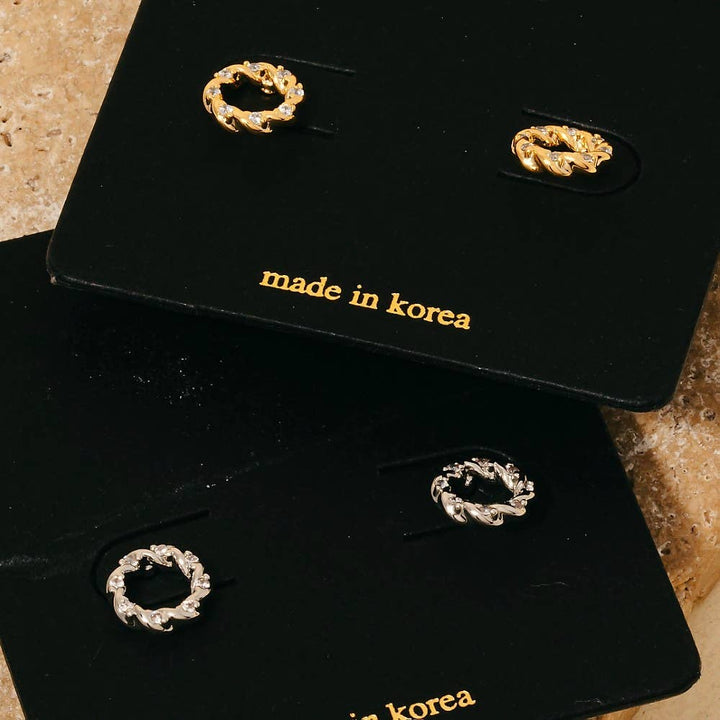 Mini Twisted Hoop Stud Earrings