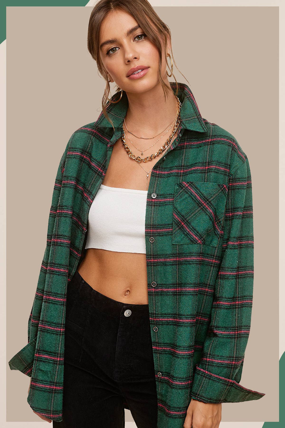 Dark Brown Plaid Flannel