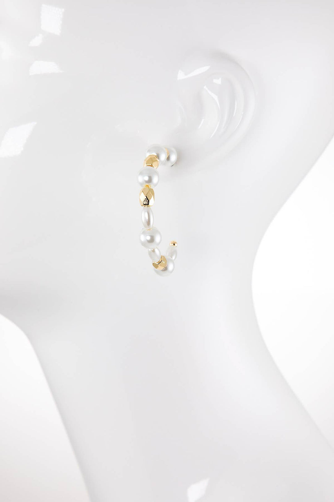 Pearl Beaded Hoop Earrings