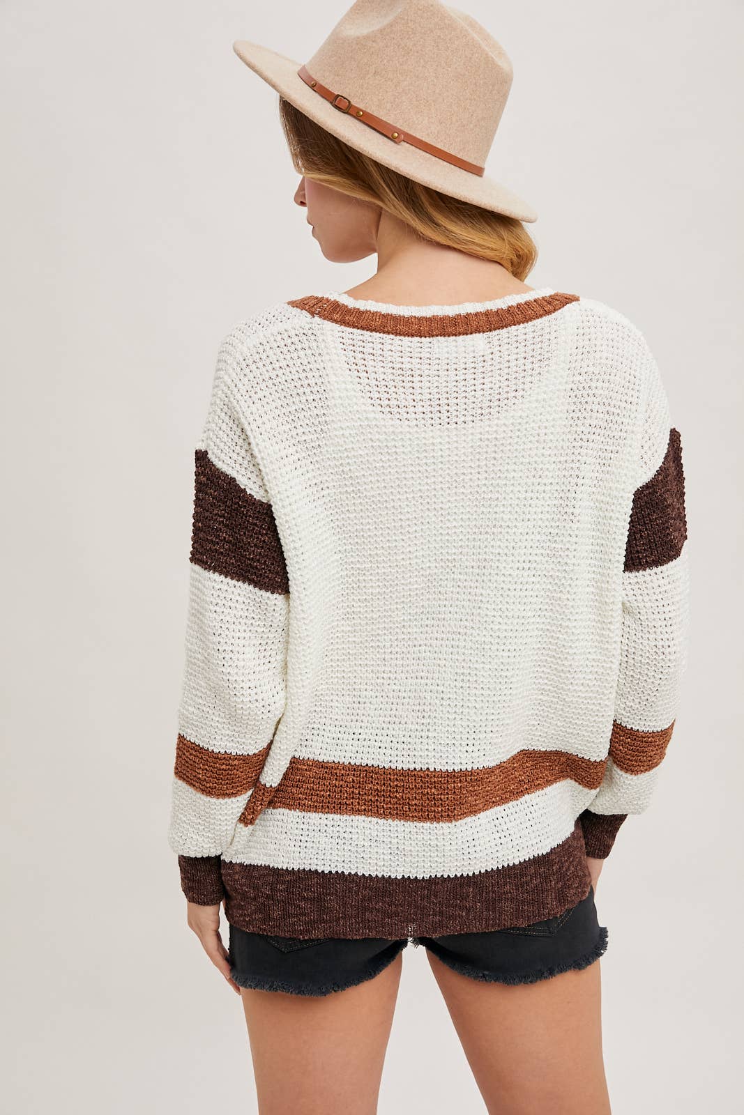COLOR BLOCK BUTTON DOWN CARDIGAN