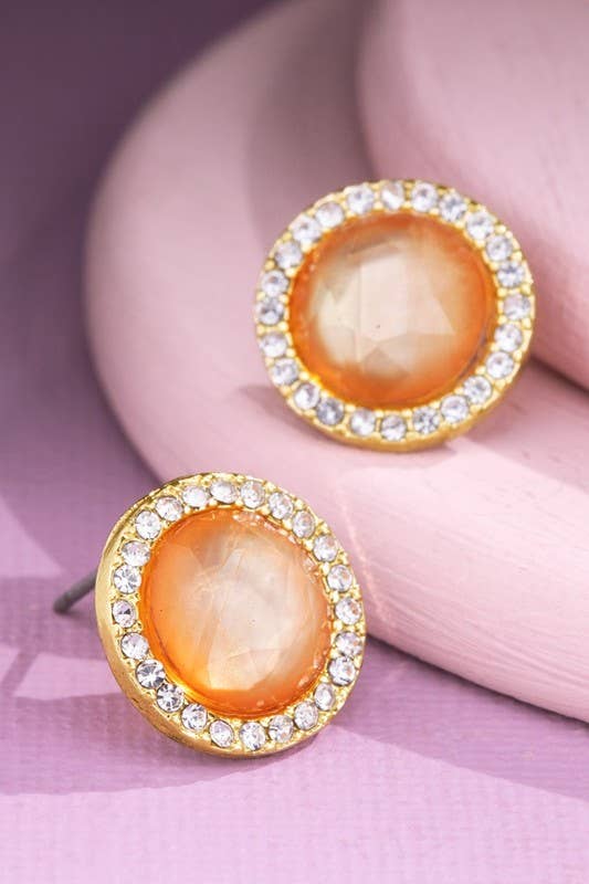 Round Rhinestone Stud Earrings