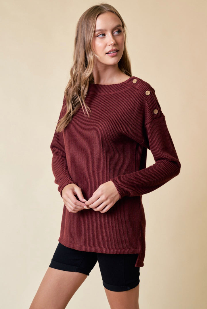 Button Sleeve Sweater