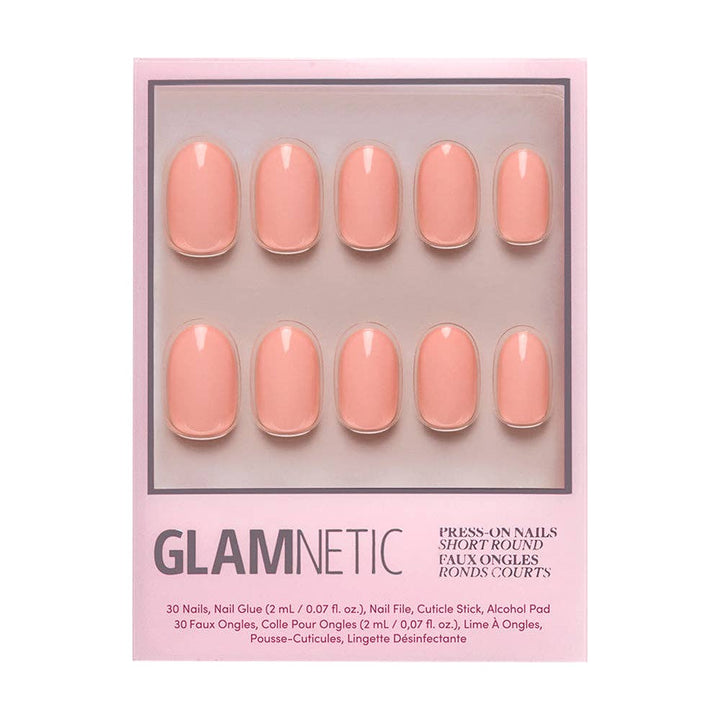 Peach Coral Press-On Nails | Short Round Solid Nail