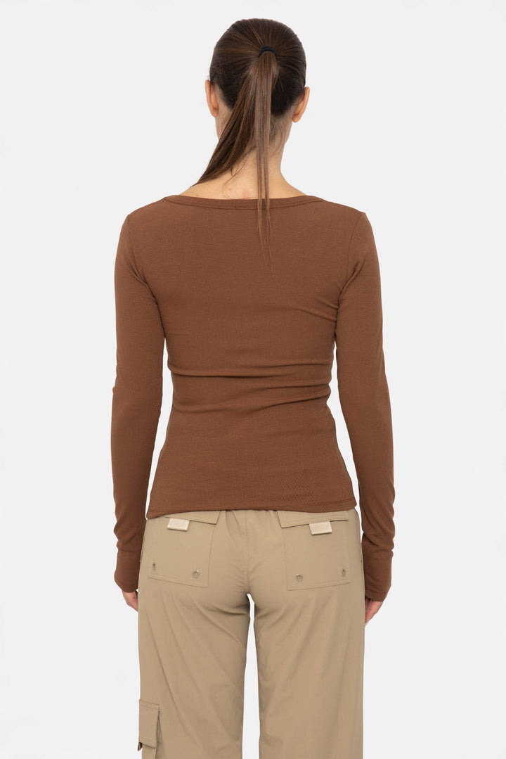 Slim Fit Scoop Neck Long Sleeve Top