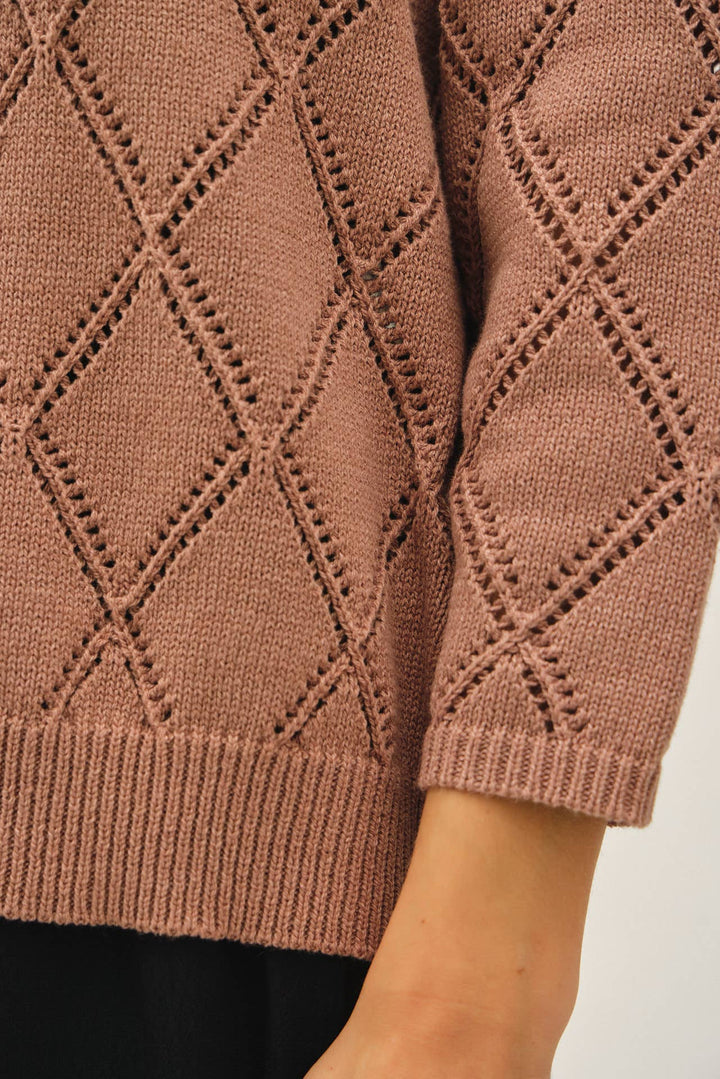 POINTELLE KNIT OPEN FRONT CARDIGAN