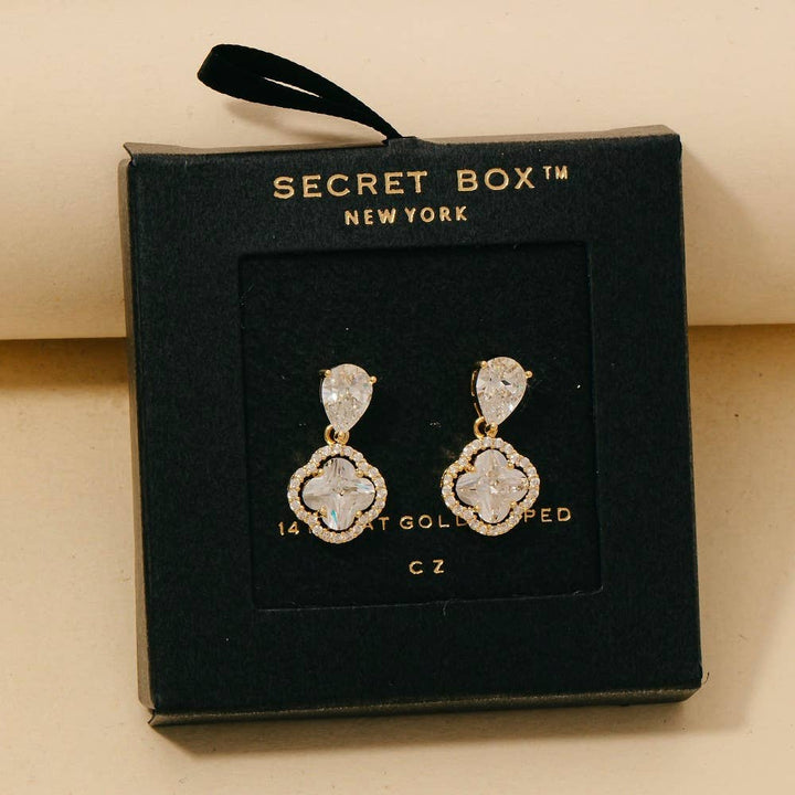 Halo Clover Teardrop Dangle