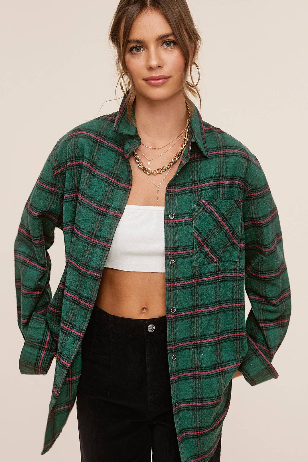 Dark Brown Plaid Flannel