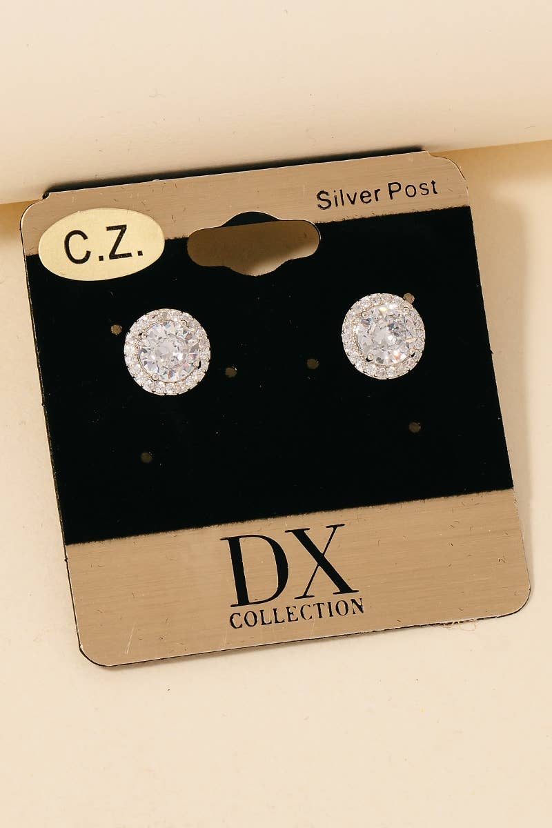 Gold Dipped Halo Set Stud Earrings