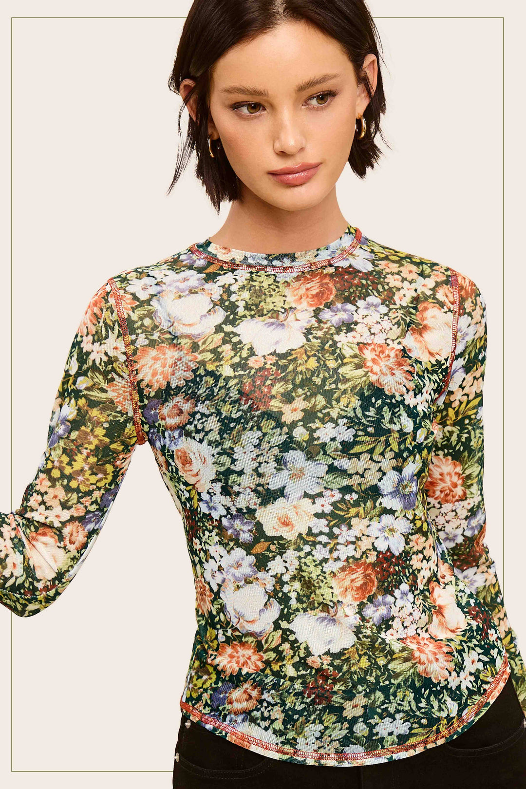 Floral Mesh Layering Top