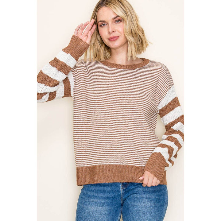 Color Banded Pullover Sweater