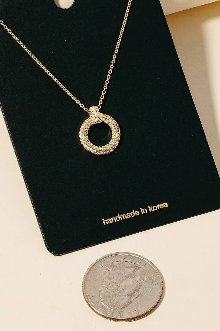 Pave Hoop Pendant Necklace
