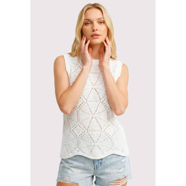 Wave Hem Crochet Sweater