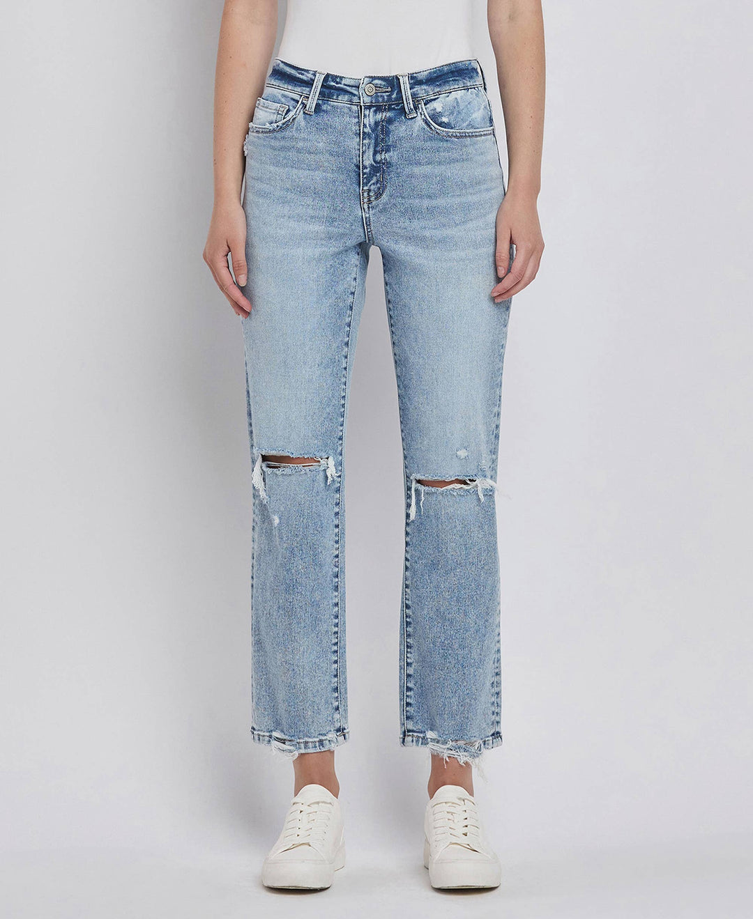 Kim Distressed Crop Leg Jeans