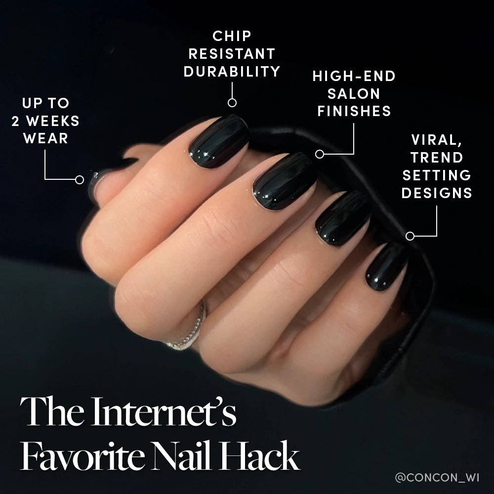 Jet Black Press-On Nails | Short Squoval | Fall Halloween