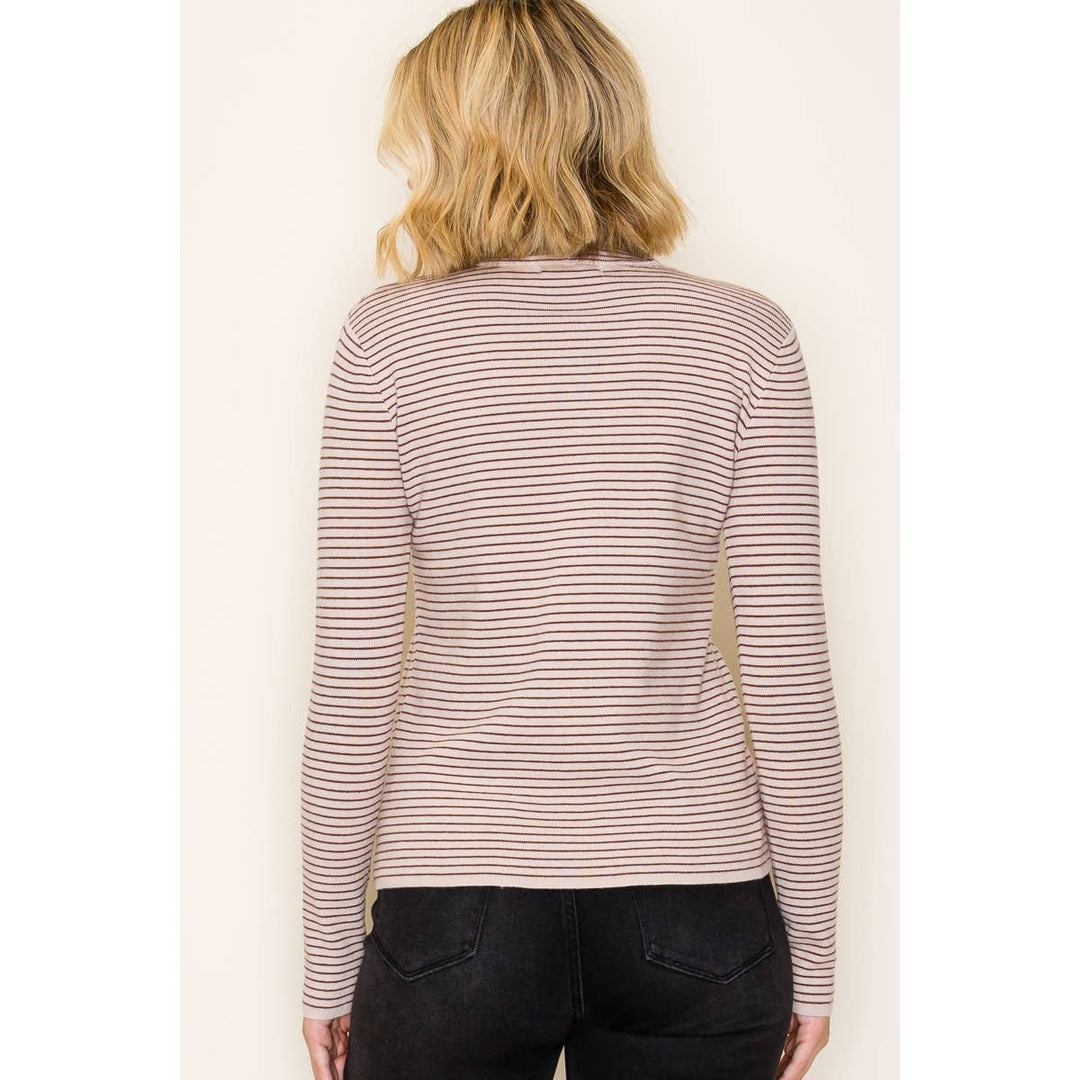 Mock Neck Pinstripe Sweater