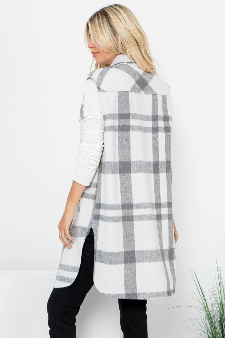 Plaid Print Long Vest