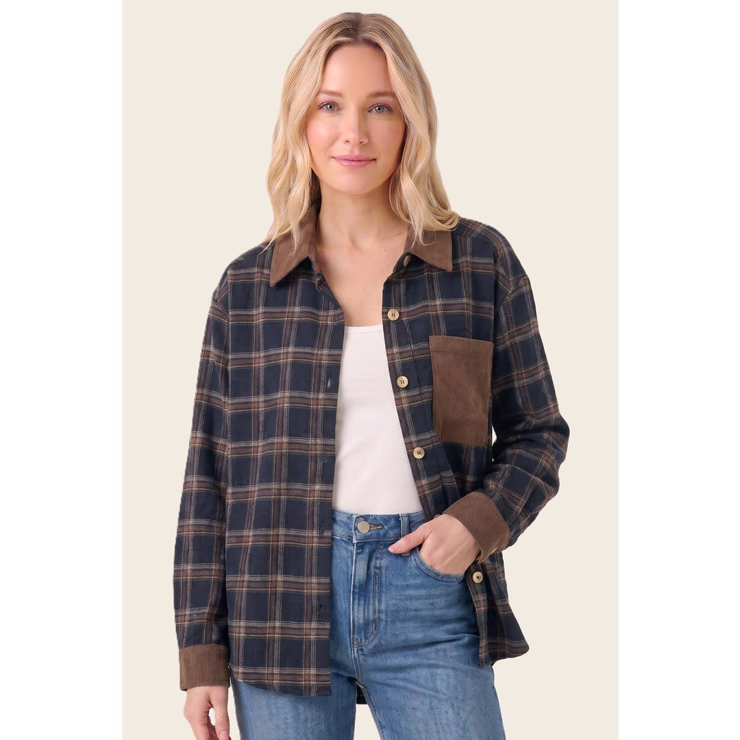 CORDUROY CONTRASTED PLIAD SHIRT