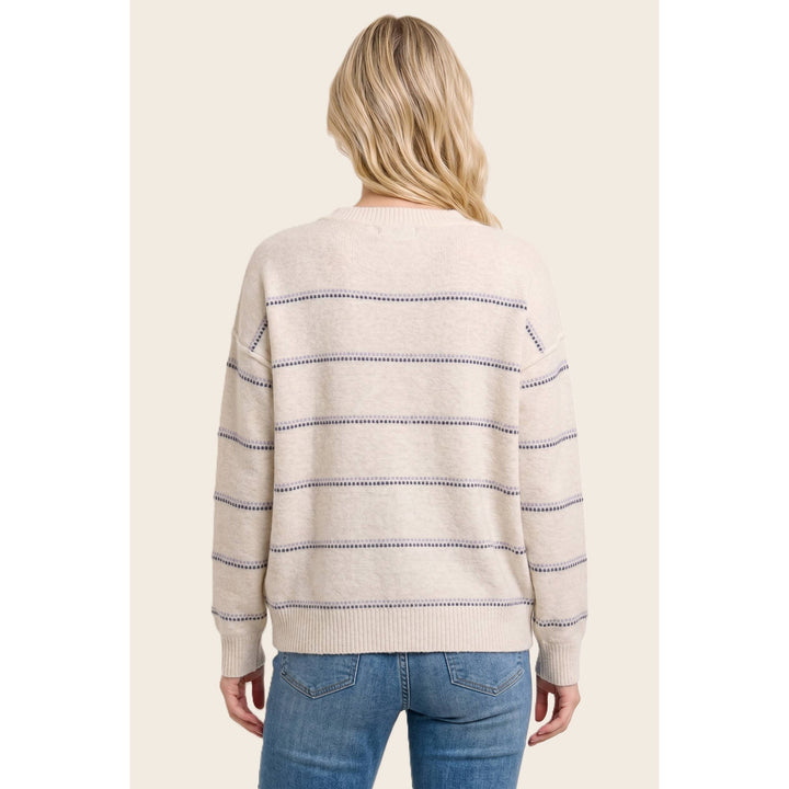 DOTTED STRIPED FUZZY SWEATER
