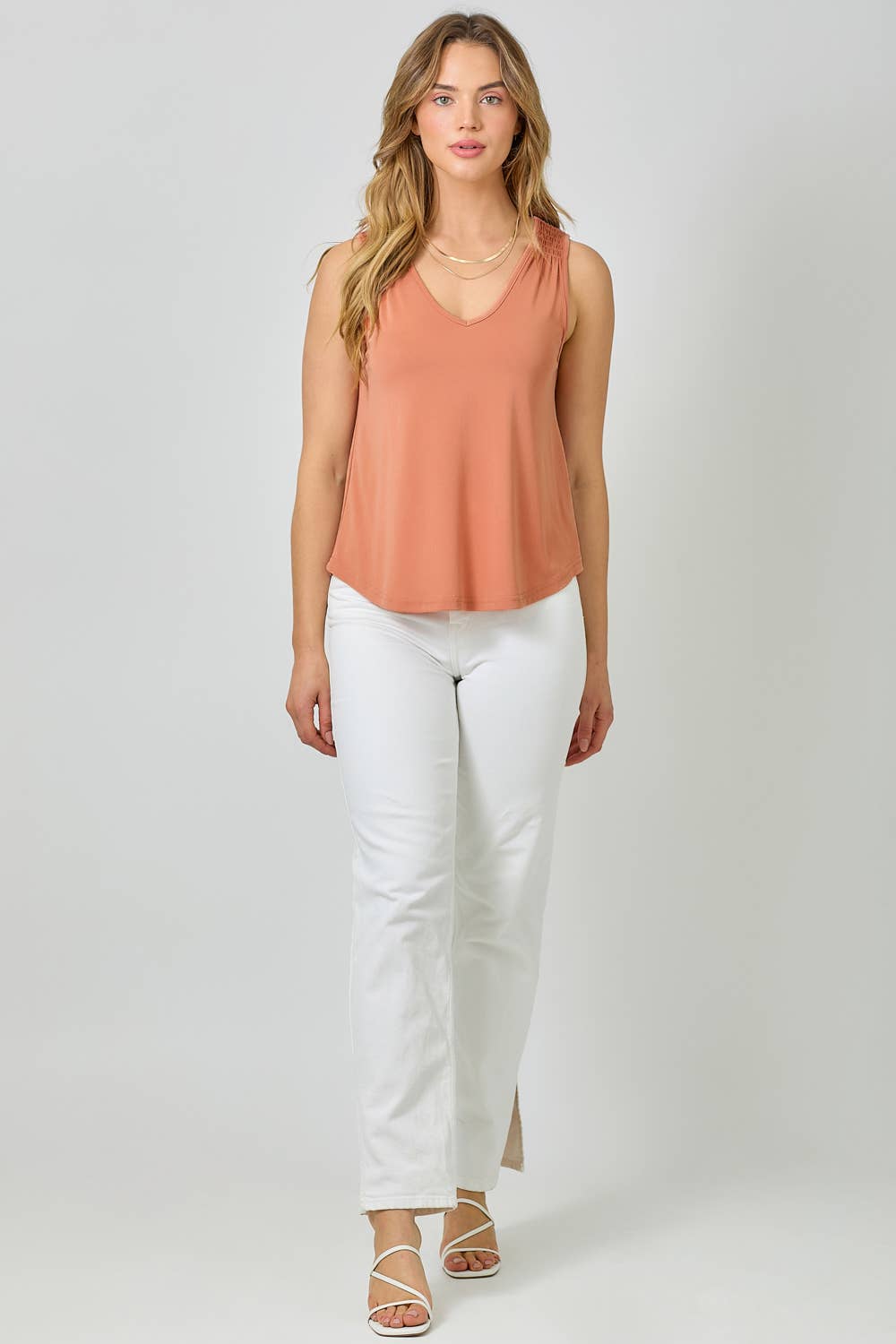 Modal Smocked Shoulder Tank
