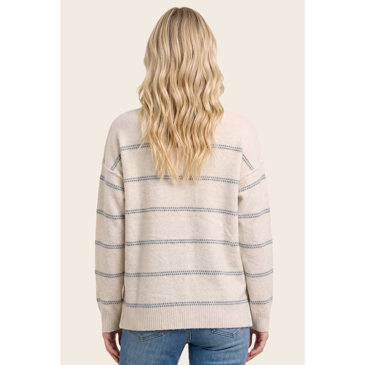 DOTTED STRIPED FUZZY SWEATER