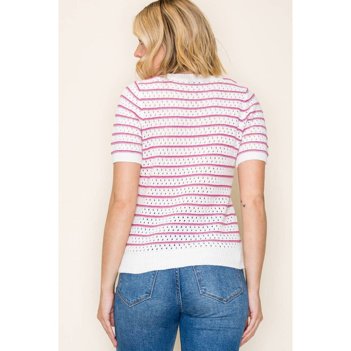 Emily Crochet Striped Sweater