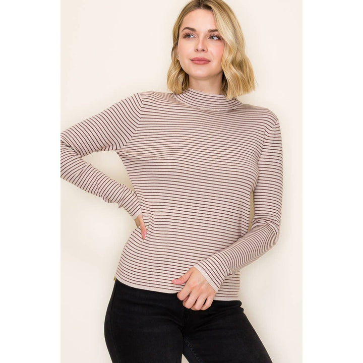 Mock Neck Pinstripe Sweater