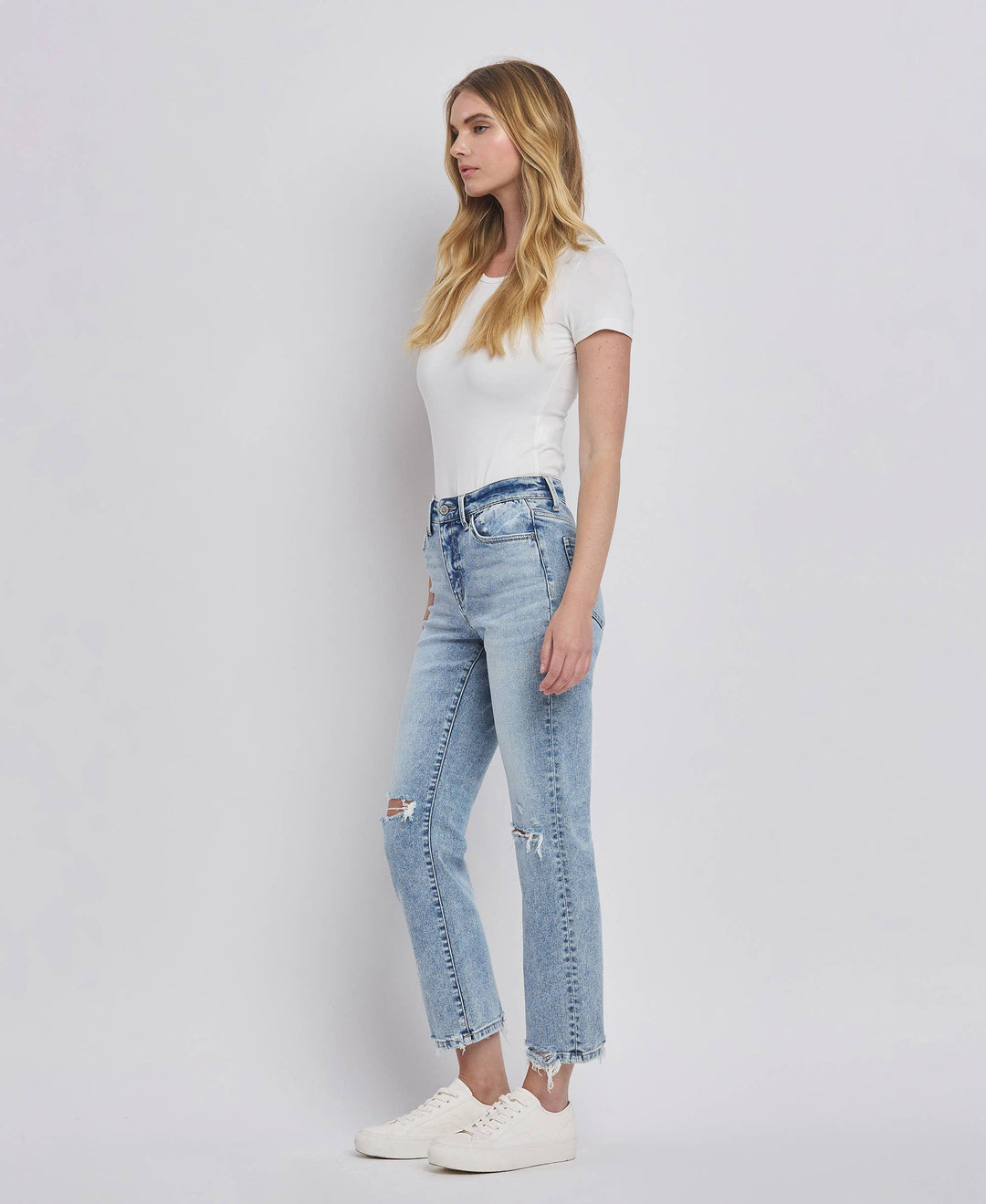 Kim Distressed Crop Leg Jeans