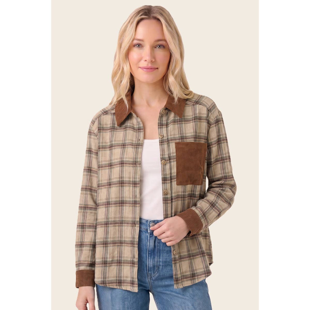 CORDUROY CONTRASTED PLIAD SHIRT