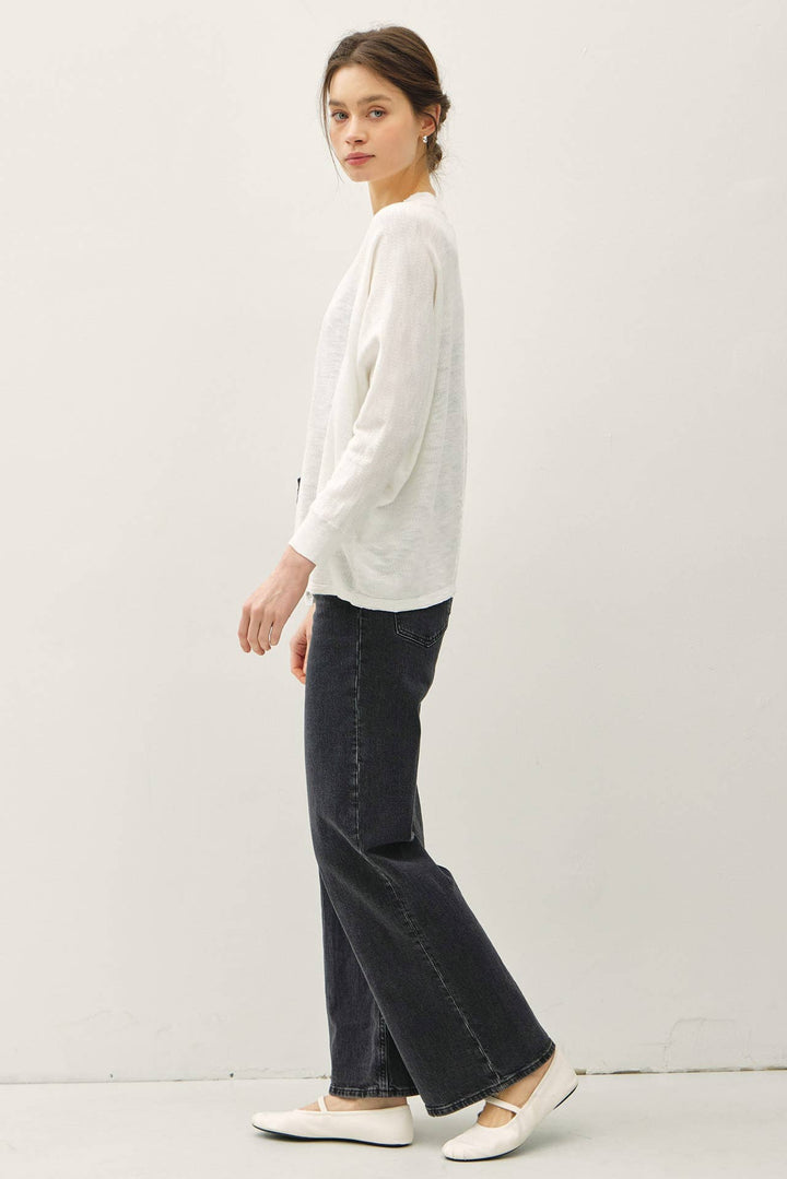 Dolman Sleeve Slub Sweater