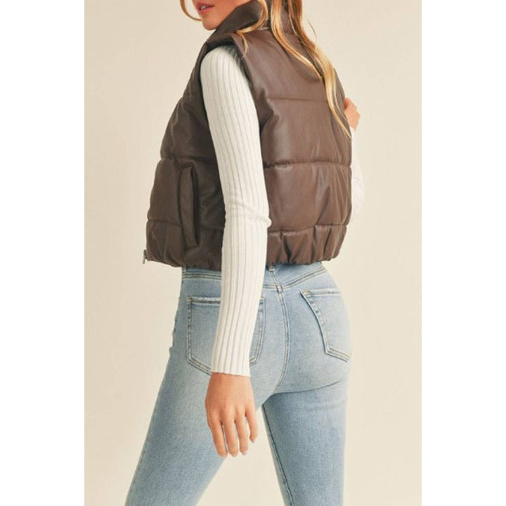 Faux Leather Puffer Vest