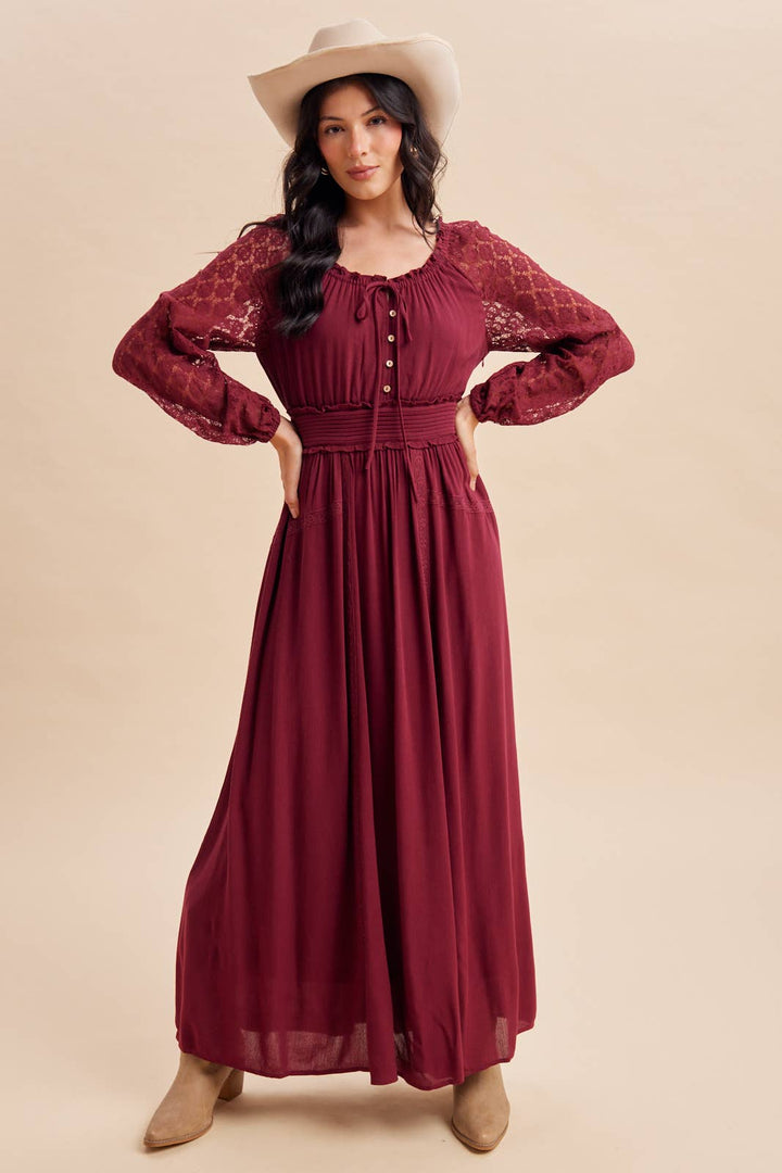 Lace Sleeve Maxi Dress
