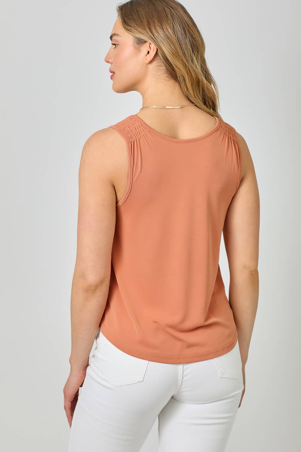 Modal Smocked Shoulder Tank