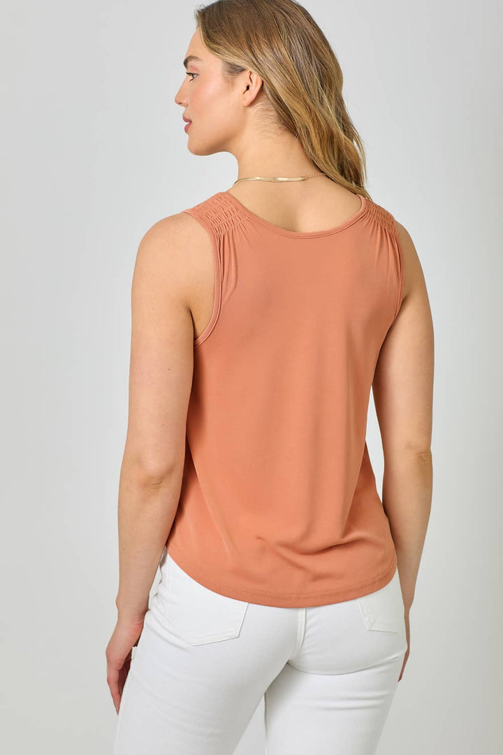 Modal Smocked Shoulder Tank