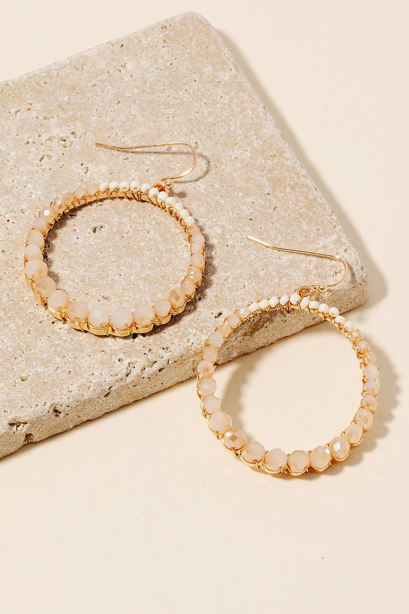 Seed Beads & Faceted Gems Hoop Earrings