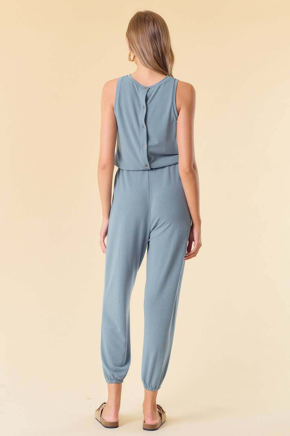 Back Placket Knit Jumpsuit