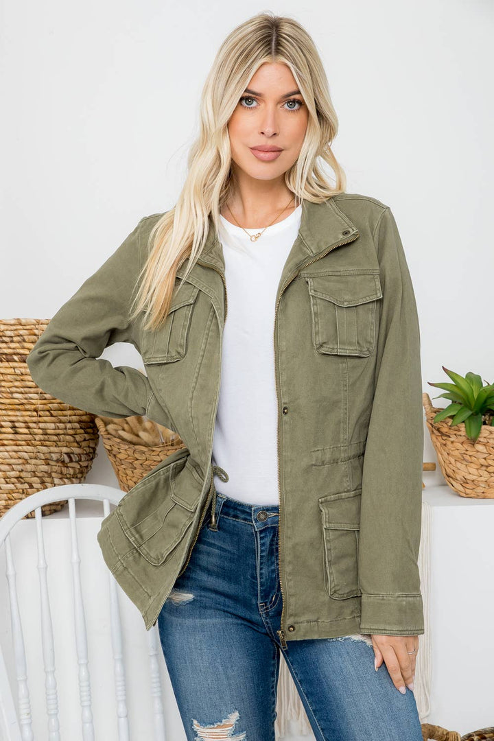 Olive Washed Anorak Jacket