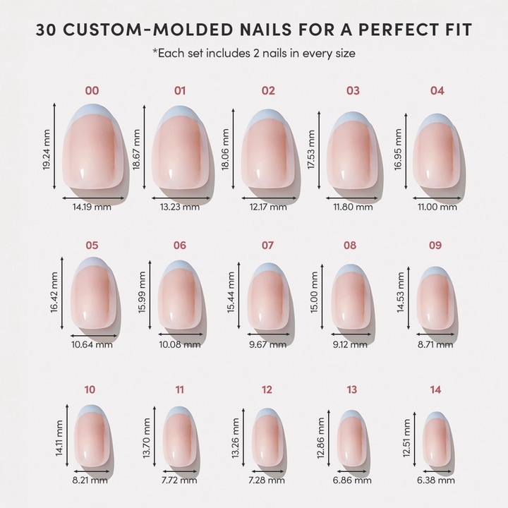 Into Blue Press-On Nails|Short Oval|Light Blue Glazed French