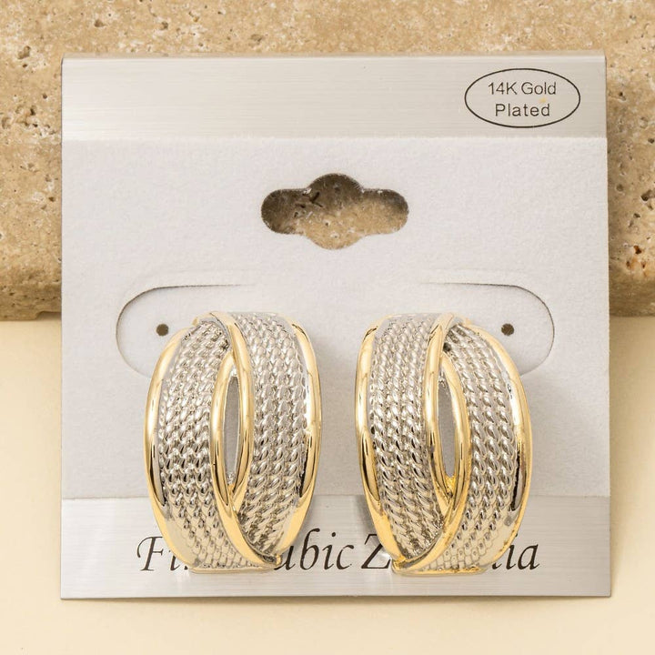 Gold Plated Two Tone Hoop Earrings
