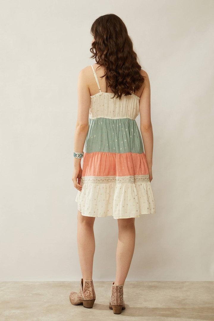 Boho Color Stripe Babydoll Dress