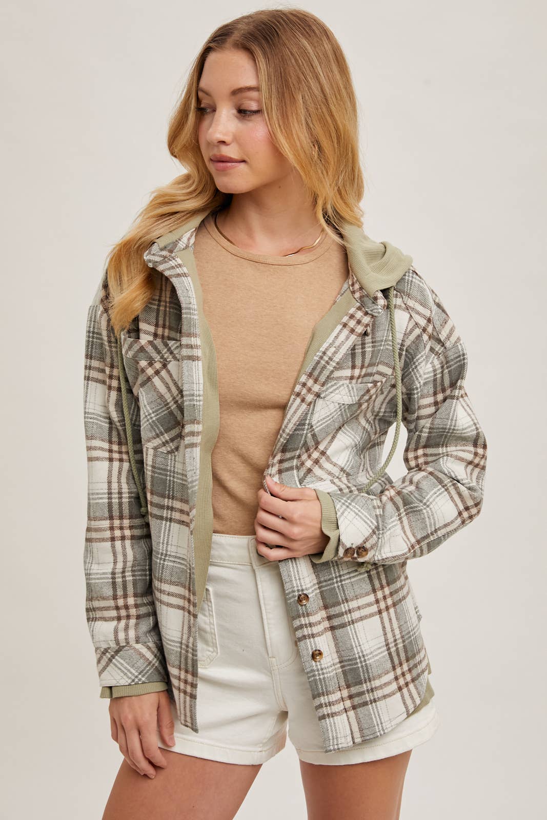 Bethany Hooded Plaid Jacket