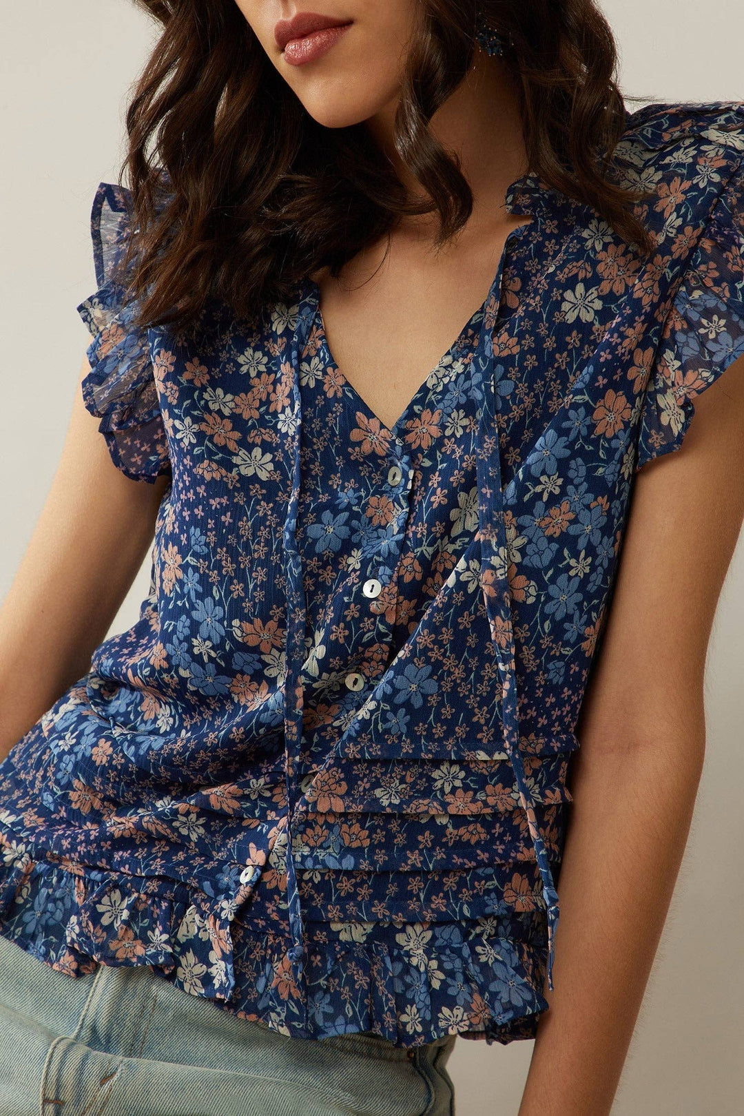 Floral Pleated Top