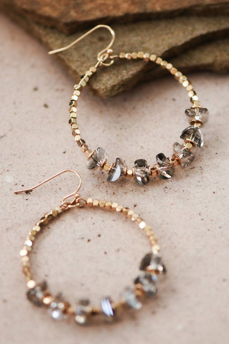 Glass Crystal Beaded Drop Earrings - 6753