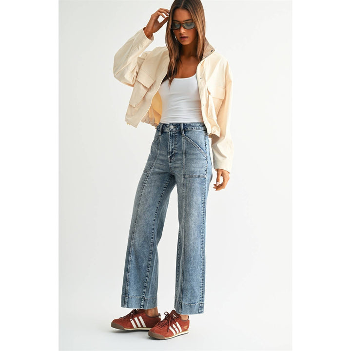 HIGH-RISE WIDE ANKLE TROUSER HEM