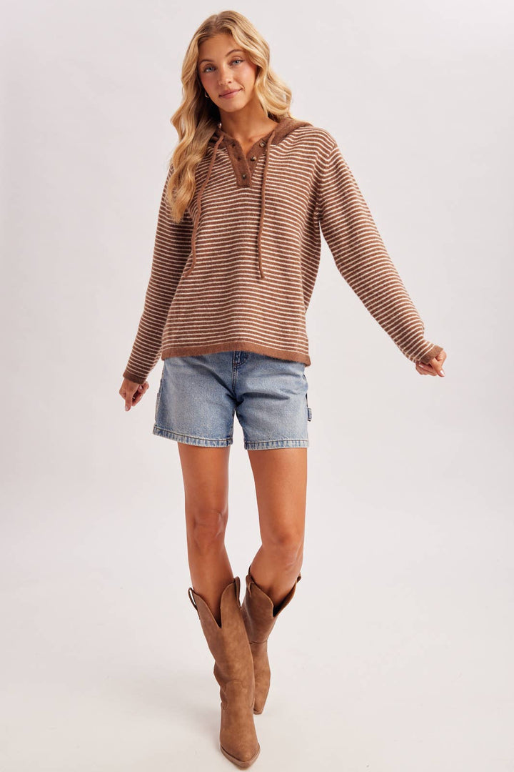 HENLEY SWEATER WITH HOODIE