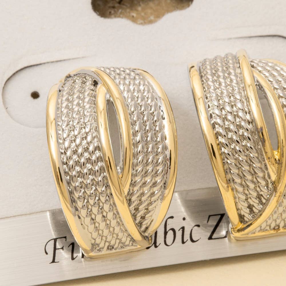 Gold Plated Two Tone Hoop Earrings
