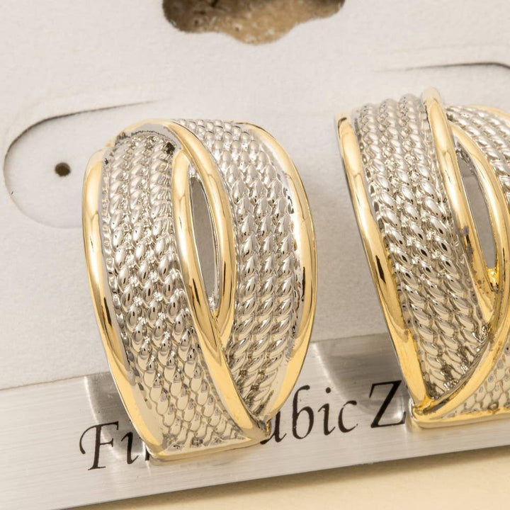 Gold Plated Two Tone Hoop Earrings