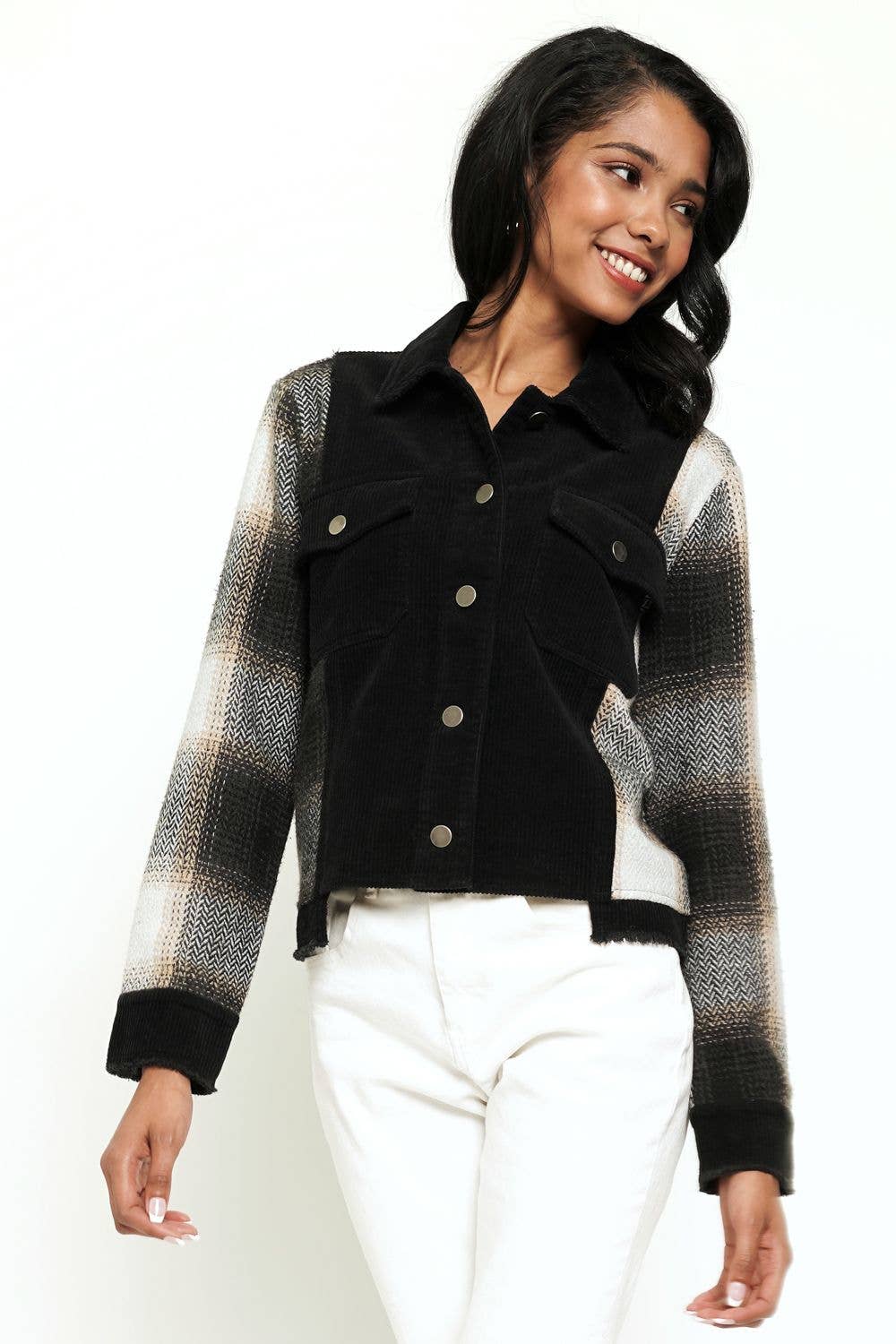 Black Plaid Mix Jacket