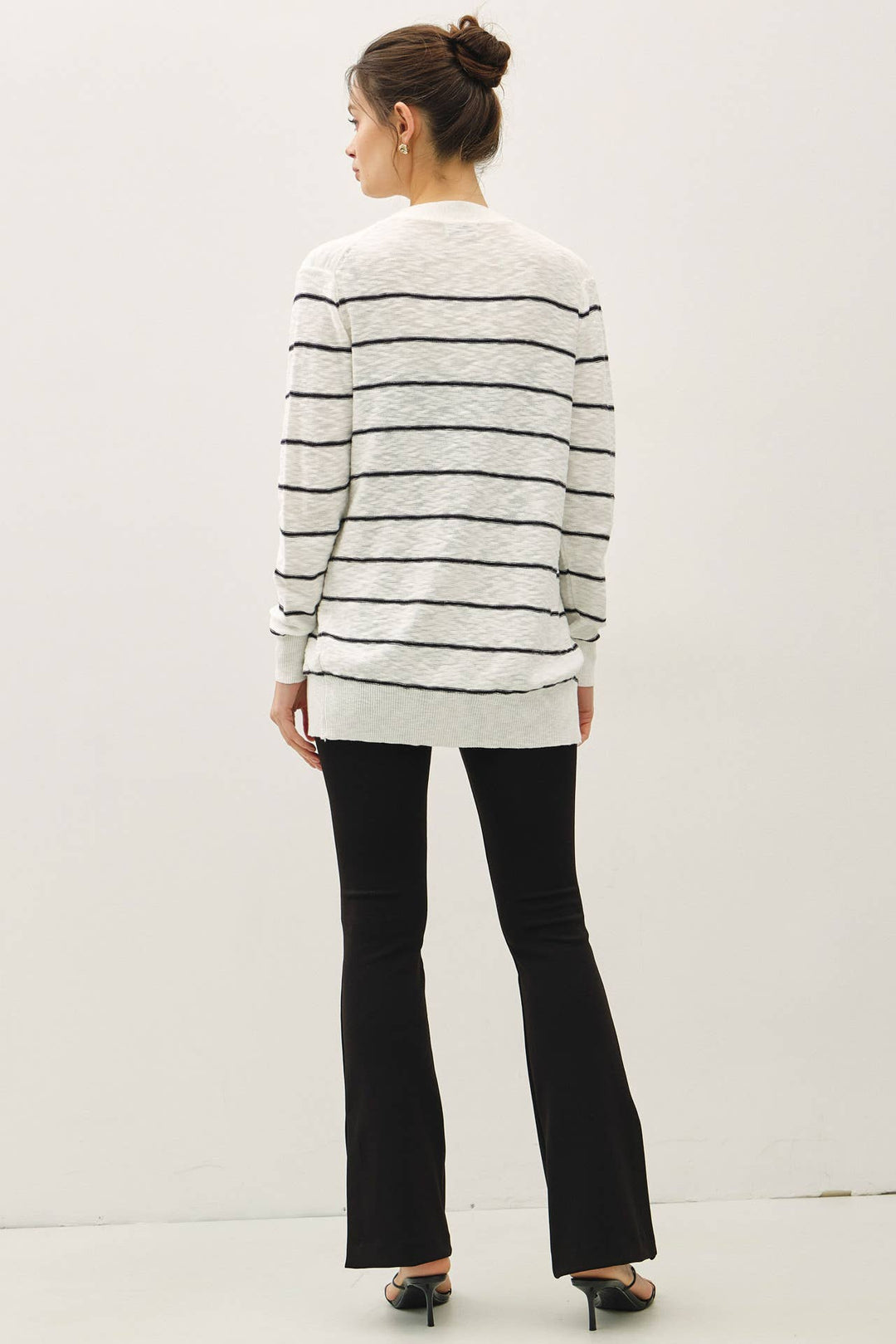 STRIPED COTTON SLUB CARDIGAN