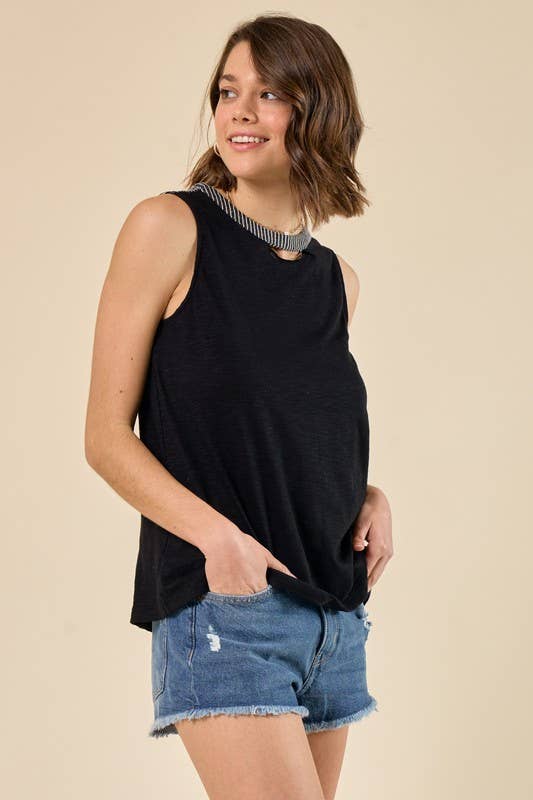 Holly Button Detail Tank