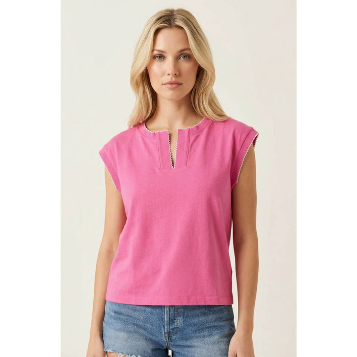 Lily Pico Stitch Split Neck Top